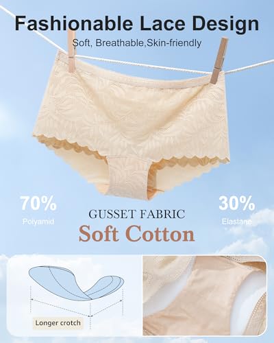 Aijolen Women's Lace Boyshort Underwear Sexy Feminine Panties 5 Pack - image 5