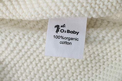 Cardigã de tricô 100% algodão orgânico Baby Boy Girl com capuz, Marfim, 3-6 Months