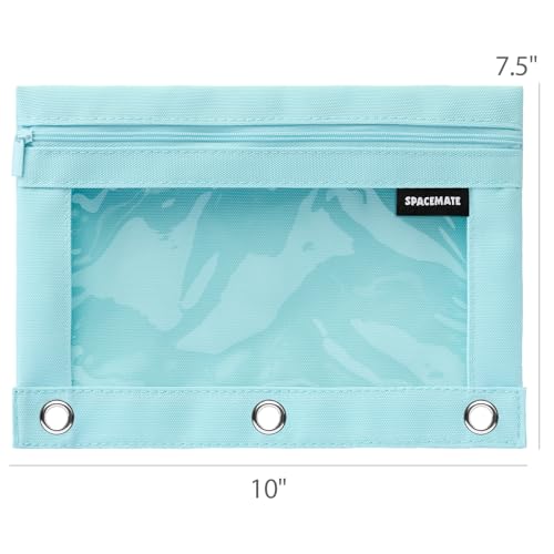 Image of SPACEMATE 2 Pack Pencil Pouch for 3 Ring Binder, Clear 3-Hole Zipper Case