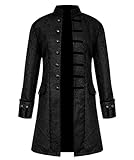 JIEFULL Men Steampunk Costume Coat Vintage Victorian Tailcoat Gothic Jacket Vampire Cosplay for Halloween Renaissance Uniform(Black 4XL)