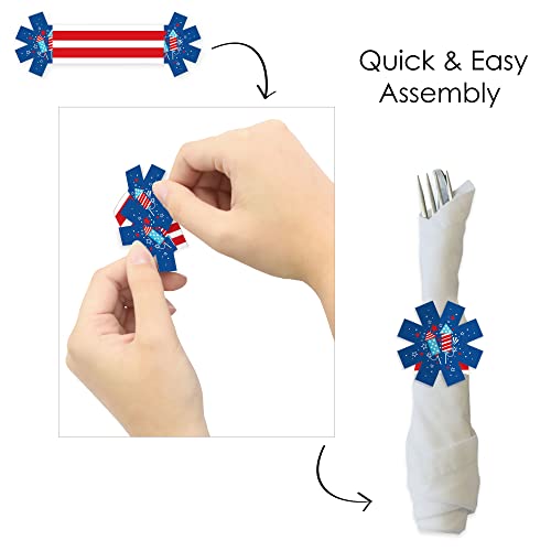 Big Dot Of Happiness Firecracker 4Th Of July - Red, White And Royal Blue Party Paper Napkin Holder - Napkin Rings - Set Of 24 #TOP3