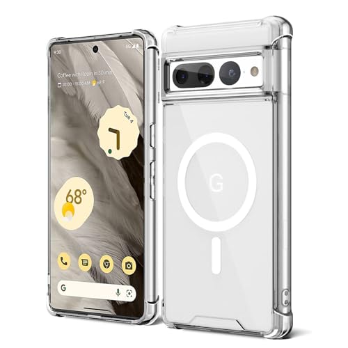 KIOMY Case for Google Pixel 7 Pro Airbag Corners Shockproof Bumper Protective Phone Cover Hybrid Design Hard PC Back with Flexible TPU Frame Clear for Magsafe Magnetic Magnet