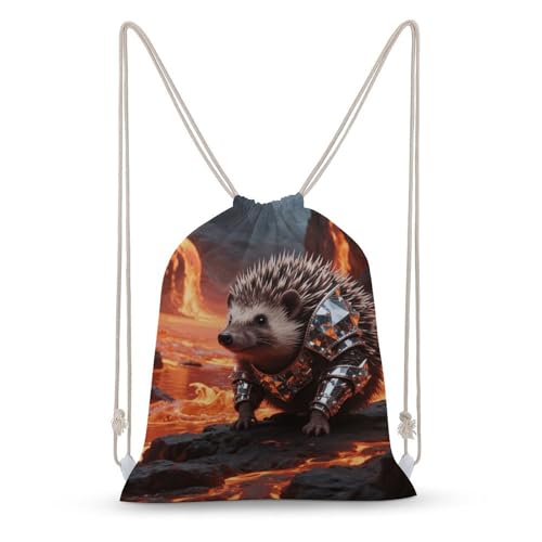 Iamond - Armored Hedgehog Drawstring Backpack Gym Bag Lightweight Sackpack Gift for Hiking Travel Beach Shopping