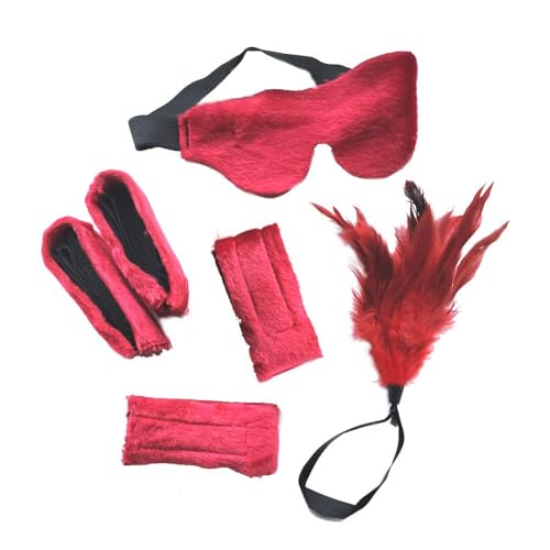 Kit Bondage Sadomaso Bdsm Intimo Sexy Con Polsiere Cavigliere Piumino E Mascherina Per Amanti Del Fetish