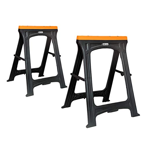 MEIJIA 2-Pack Portable Folding Sawhorses With Folding Legs Lightweight Trestle Work Bench,Support Large Weight Capacity