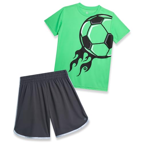 Image of RBX Boys Athletic Shorts Set - 2 Piece Active Performance Graphic Tees and Mesh Gym Shorts for Boys With Elastic Waistband