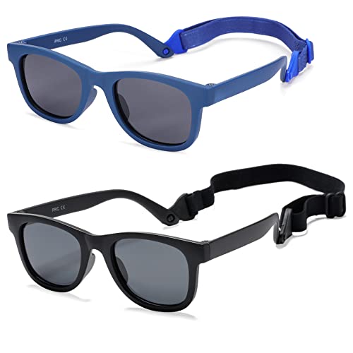 Image of COASION Bendable Flexible Polarized Newborn Baby Sunglasses with Strap for Infant Boys Girls Age 0-12 Months CA8042
