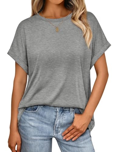 Cuptacc Tshirt Damen Flügelärmel Rundhals T-Shirt Locker Casual Kurzarm Oversize