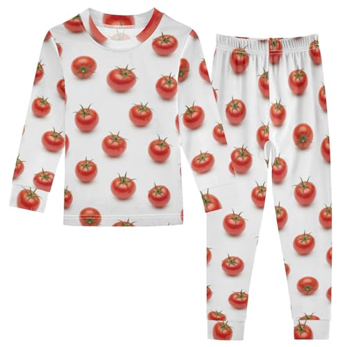 Pajama Sets Long Sleeve Tomato Pattern Print Design Soft Comfy Sleepwear 2 Piece PJS 3-8T