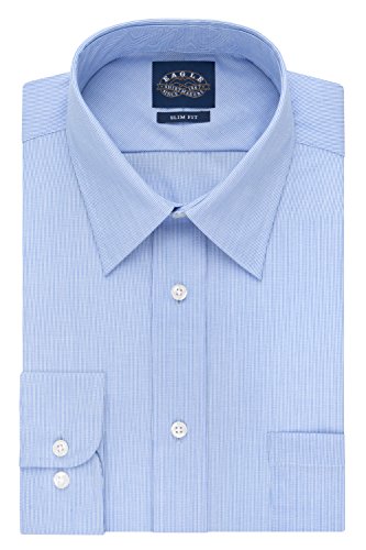 Eagle Men's Non Iron Slim Fit Stripe Point Collar Dress Shirt