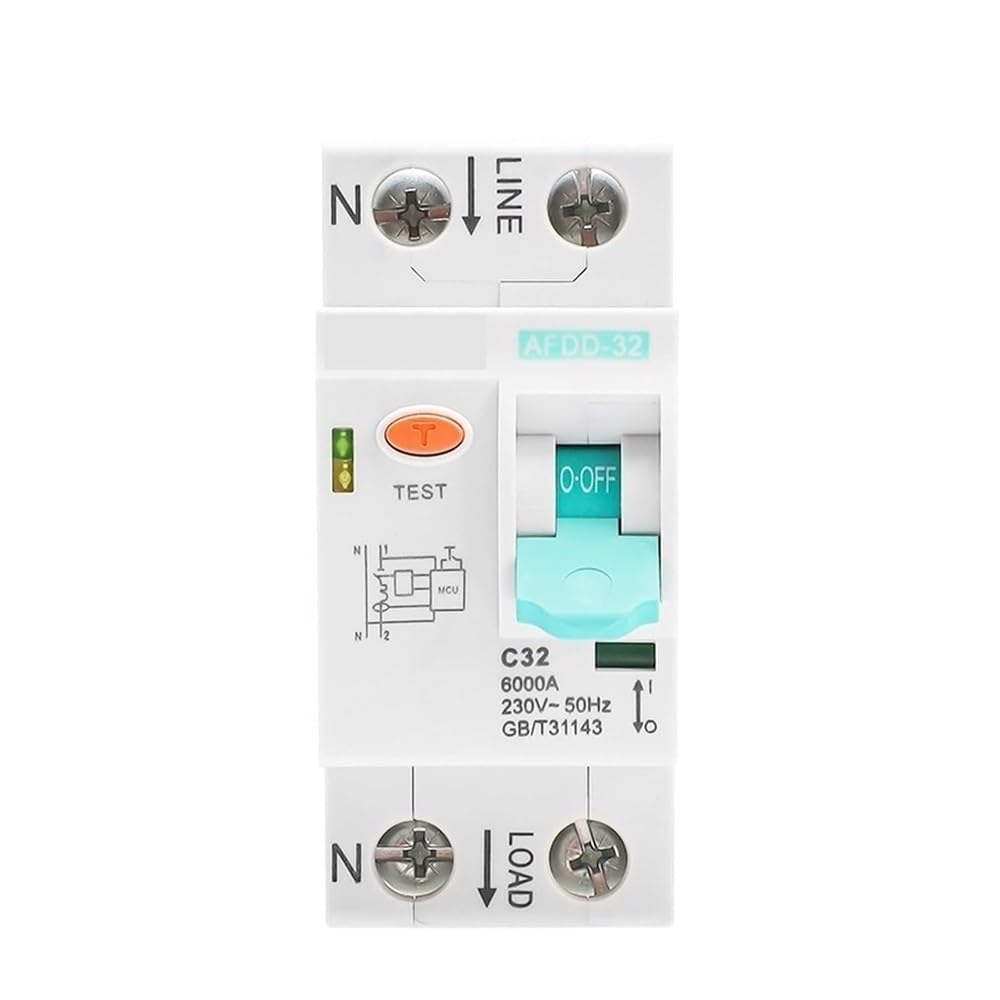 Disyuntor AFDD-32 Dispositivo De Detección De Fallas De Arco Disyuntor Interrupción Protección Contra Cortocircuitos Y Sobrecargas Componentes electricos(B Curve,32A)