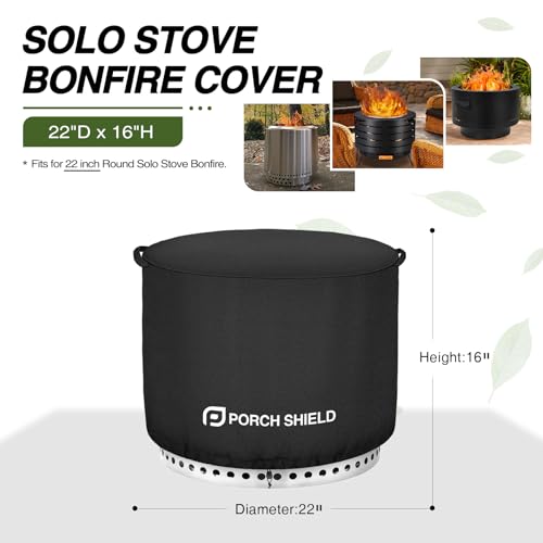 Image of Porch Shield Fade Resistant Solo Stove Bonfire Cover - Waterproof Patio Fire Pit Cover Round 22 inch Fits for Small Firepit Solo Stove Bonfire