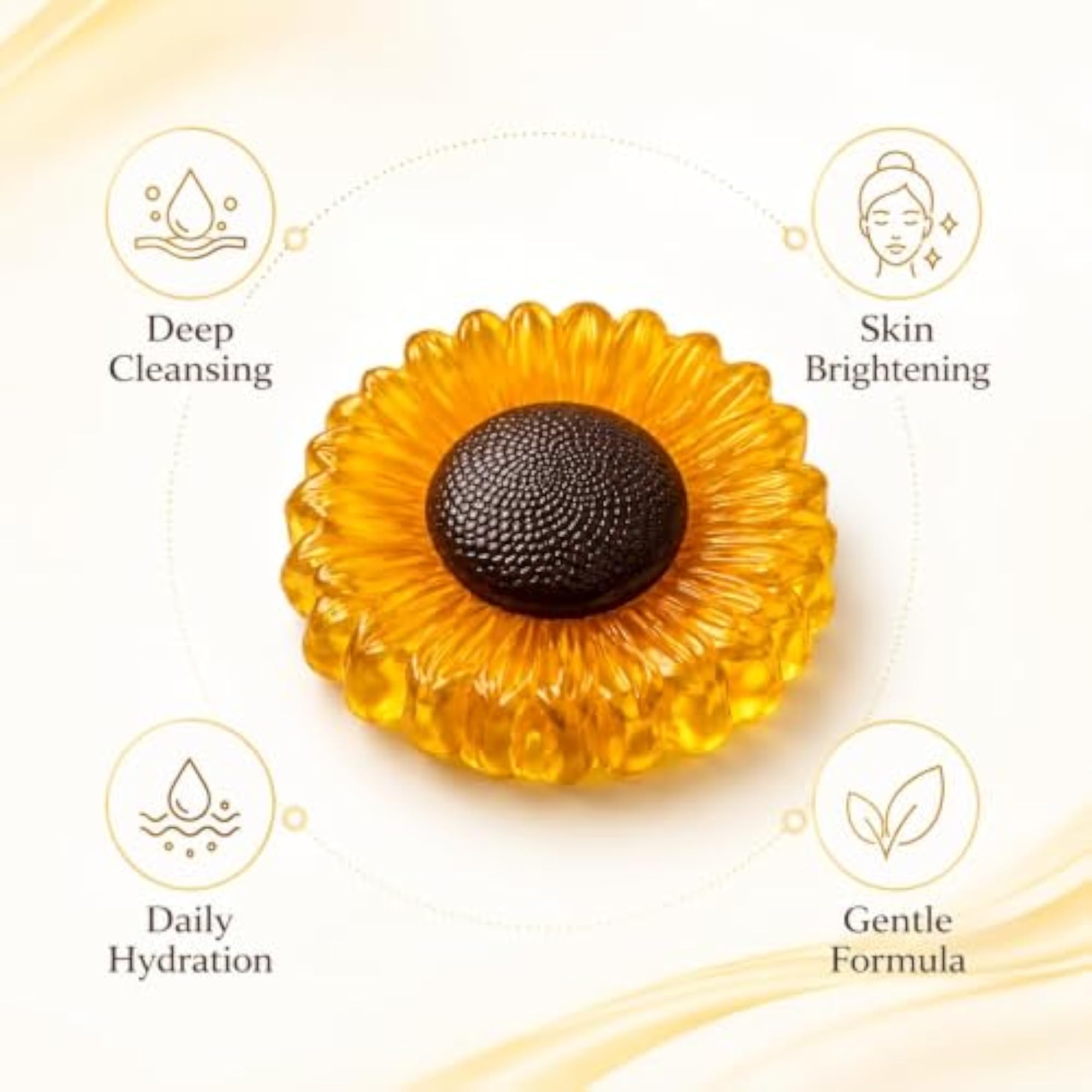 Sunflower Shape Bath Soap Bar, Moisturizing Gift