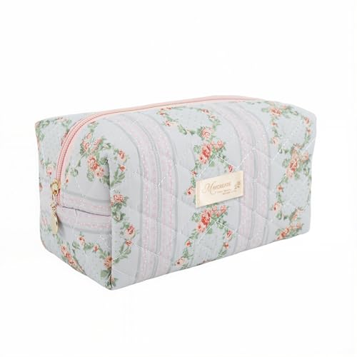 Image of MAYCREATE Makeup Pouch Bag Travel Cosmetic Bag for Women Girls, Floral Prints Make Up Toiletry Pouch for Women, Zipper Portable Travel Cloth Storage Organizer