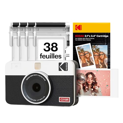 KODAK Mini Shot 2 Retro Appareil Photo Instantané Numérique & Imprimante Photo 2-en-1 5,3 x 8,6 cm, 38 Feuilles, Caméra Portable avec Impression, Imprimante...
