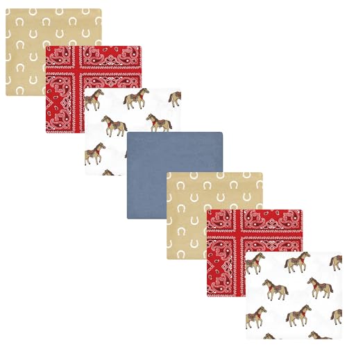 Image of Hudson Baby Unisex Baby Cotton Poly Flannel Receiving Blankets Bundle, Cowboy, One Size