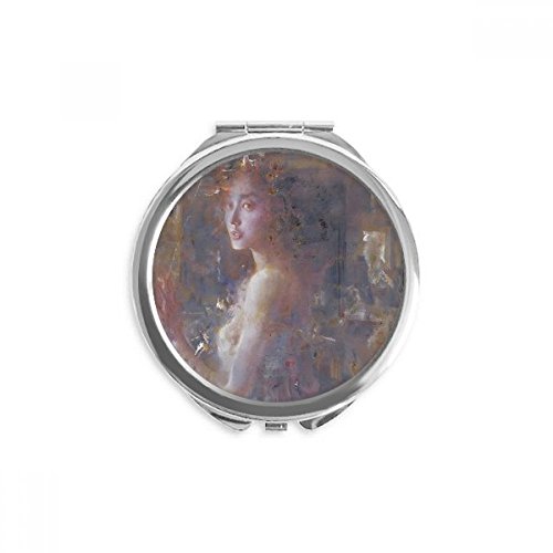Espejo redondo de bolsillo Fine Jade XJJ con diseño exclusivo de pintura al óleo