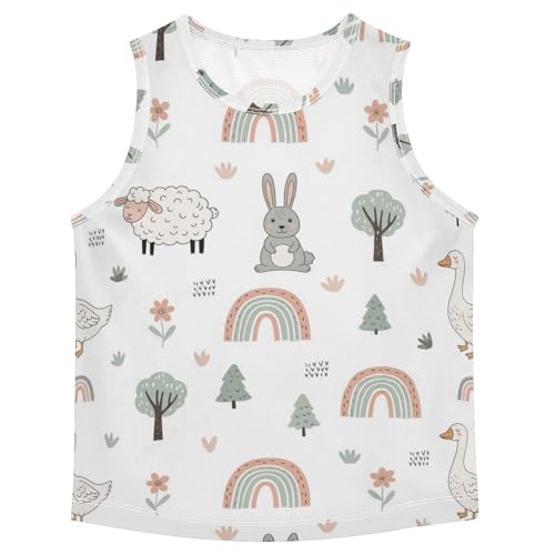 J JOYSAY Goat Duck Rabbit Rainbow Boys Tank Top Sleeveless Muscle Shirts Quick Dry Active Workout Sport Kids T-Shirts 3-15T