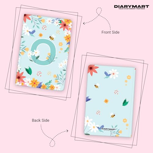 Image of Initial O Premium Soft Bound Notebook Diary for Girls and Women (B6, 90 GSM, 160 Ruled Pages) Floral Design Notebook Journal Diary