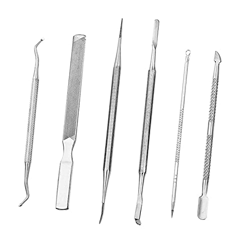 langjiao 6 Pièces Outil De Pédicure En Acier Inoxydable, Poussoir À Cuticules, Coupe-Ongles Et Couteau À Orteils, Ramasseur D'Ongles, Couteau De Pédicure, Spatule Outils Cover