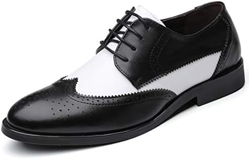 Santimon Men's Wingtip Oxford Classic Modern Formal Lace Up Dress Shoes Black-White 12 US | Image 1