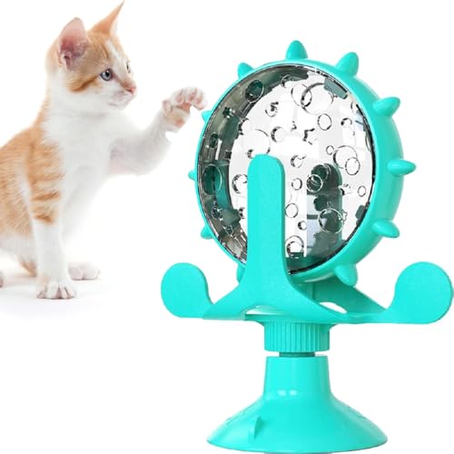 JACKANNA Giocattolo interattivo per snack per animali domestici, giocattolo rotante a 360 gradi, giocattolo per l'alimentazione della bicicletta con ventose per animali domestici, cani e gatti (blu