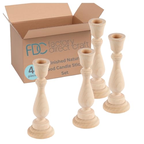 Unfinished Natural Wood Candle Sticks Set by Factory Direct Craft
