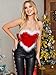 Alivila.Y Fashion Womens Corset Bowknot Back Boned Christmas Bustier Velvet Fashion Crop Top 986-Red-XXL