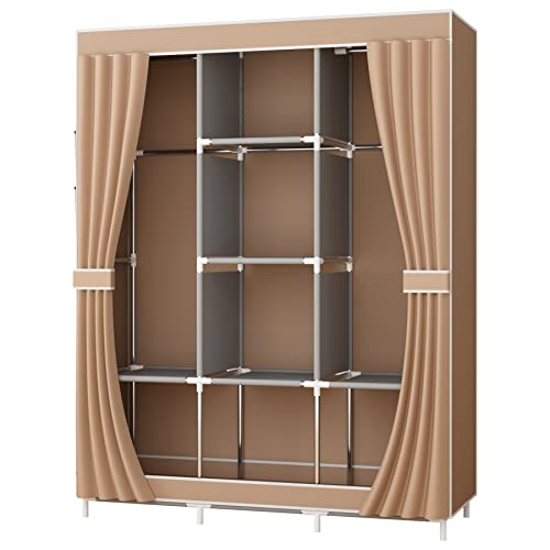 UDEAR Garde-Robe transportable Armoire de Rangement Penderie en Tissu intiss¨¦ avec Portes coulissantes
