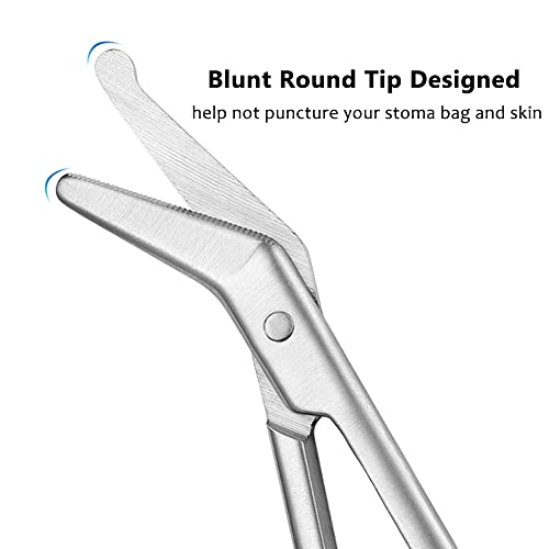 MUROCEA Stomabeutelschere – Stoma-Beutelschere mit stumpfer runder Spitze für Kolostomie-Pflege, Edelstahl, 11,2 cm lang, 1 Stück