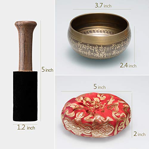 Cahaya Tibetan Singing Bowls With Cushion And Mallet 4.3Inches Meditation Sound Bowl Handcrafted In Nepal For Yoga Healing Deep Relaxation Etc. #TOP3