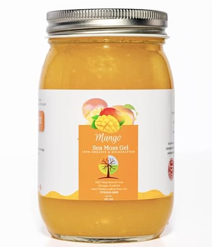 Organic Mango Sea Moss Gel 16oz, Certafied USDA Organic - Made in The USA - Wildcrafted Seamoss - Saint Lucia seamoss gel