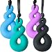 TecUnite 4 Pieces Chewing Necklace for Boys and Girls, Silicone Teething Necklace Pendants for Mom to Wear, Baby Teething Toys, 4 Colors (Style B)
