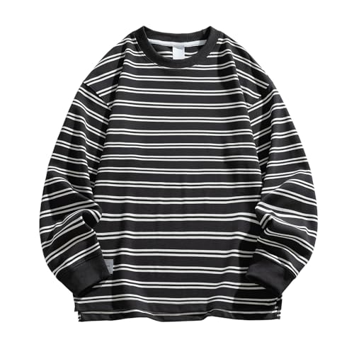 T-Shirt Rayé Homme Manches Longues Chemise Base Automne Hiver XL