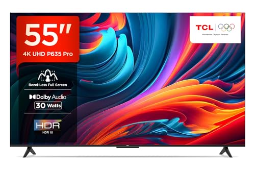 TCL 139 cm (55 inches) Bezel-Less Full Screen Series Ultra HD 4K Smart LED Google TV 55P635 Pro (Black)