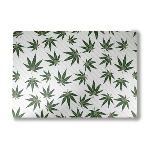 Carbon Fiber Laptop Skin Compatible with Alienware M18 R2 (2024) - Pot Leaves Green - Premium 3M Vinyl Protective Wrap Decal Cover - Easy to Apply | Crafted in The USA by MightySkins