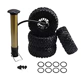 Mxfans 4PCS 2.2 Inch Black S Style Inflatable Tires W/Alloy Beadlock Plastic 6-Spoke Wheel Rim for RC1:10 Largefoot Rock Crawler Car