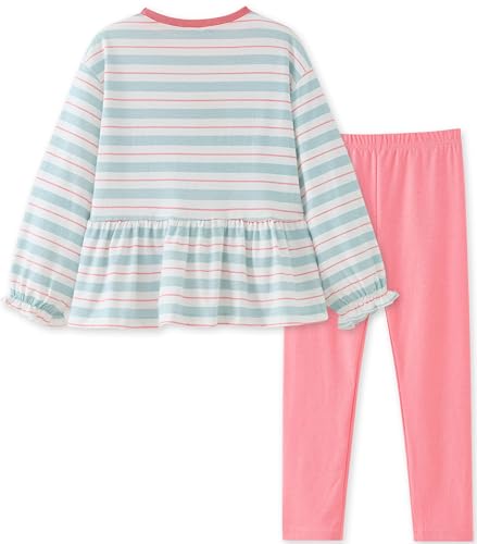 Image of UMELOK Girls Clothing Set 2 Pcs Long Sleeve Ruffle Print Top and Leggings Fall Outfit Size 4-7 Years