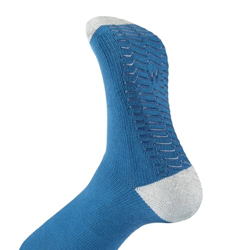 Image of Wellow Wide Calf Grip Compression Socks for Men & Women, Non-Slip Socks, 18-25 mmHg Made with Viscose from Bamboo, Nurses & Pregnancy Support, Relieves Swelling, Knee High, LR, Cobalt