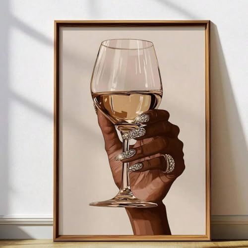 Affiches modernes de salon élégant verre à vin peinture sur toile chic