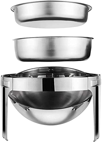 XBSXP 6,8L Chafing Dish Runder Roll Top Chafer Edelstahl Buffetwärmer für Catering-Partys Hochzeit mit Essenspfanne… – Bild 5