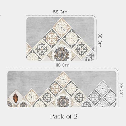 Image of Kitchen Anti Slip Mat for Floor, Waterproof Washable Kitchen Mats, Non Slip Kitchen Floor Mats for Home, Soft Mats for Kitchen, Kitchen Mats for Floor Anti Slip (Mandala- Mountain)