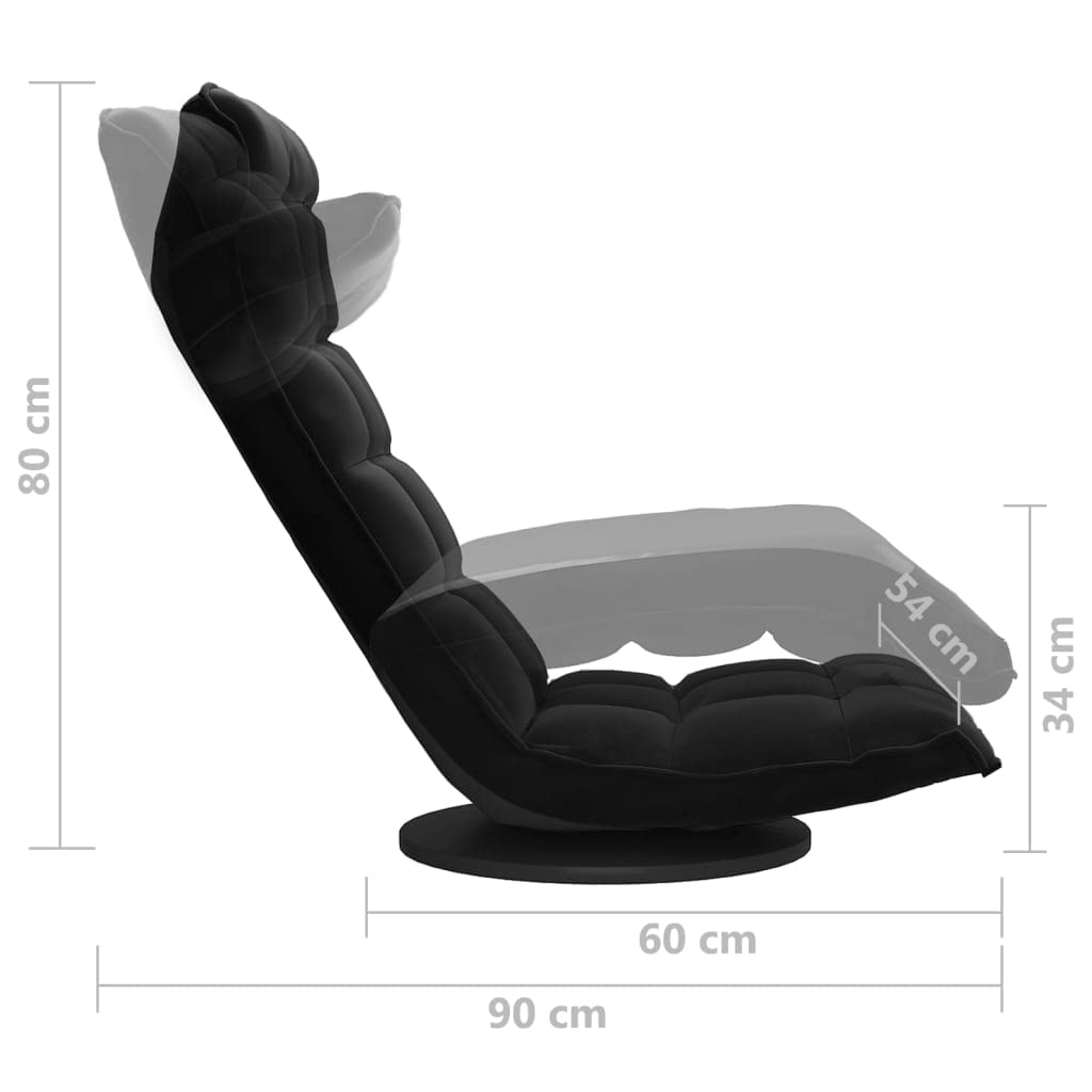 Bodenstuhl Drehbar Relaxsessel Ergonomisch & 360° drehbar klappbar mit Polsterung Gemütlicher Sessel für Wohnzimmer Schwarz Samt