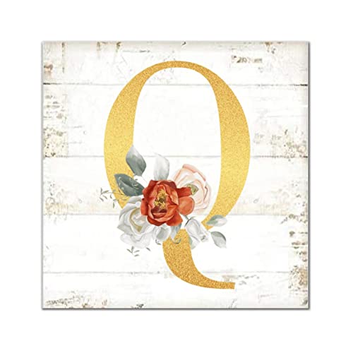 Lettre Q en bois dorée avec monogramme, plaque avec initiale haut de gamme pour salon