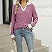 Women's Lapel Long-Sleeved Collared Shirts Casual Ribbed Fall Tops Lightweight Casual V-Neck Knitted Tunic Sweater (Dark Purple,XX-Large)