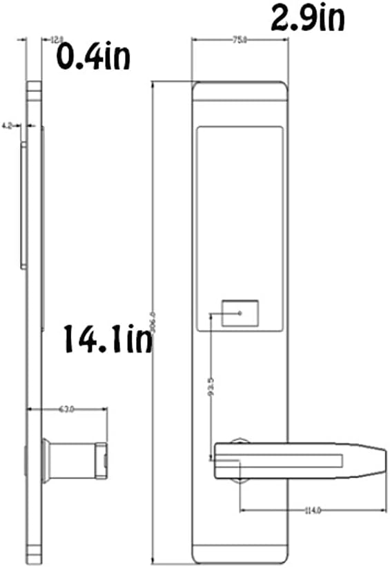 Door Knob Lever Electronic Lock Induction Door Levers Stainless Steel Door Handle Door Thickness 38mm-50mm/1.4in-1.9in Door Lock with Handle (Color : Black)