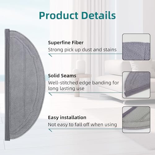 Image of 6 Pack Reusable Mop Pads for Roborock Q10 S5, Q10 S5+ Robot Vacuum