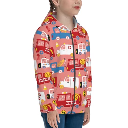 Cartoon with Traffic Elements Kid Hoodies Boys Zip Up Sweatshirts Girls Pullover with Pocket4