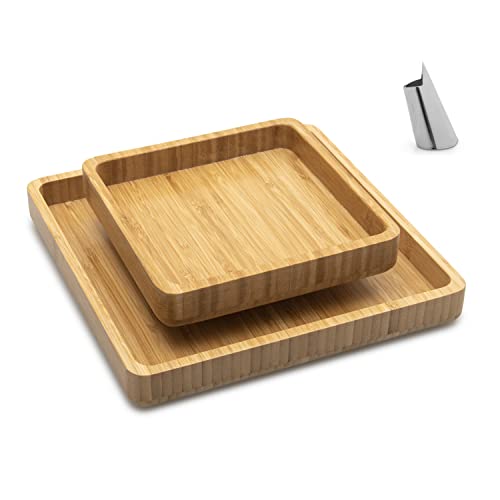 BULIKOR Bamboo Pistachio Bowl with Shell Storage - Can be Used for Pistachio, Cherries, Olives, Sunflower Seeds, Candy - Space Saving - Complete with Finger Protector Peeler
