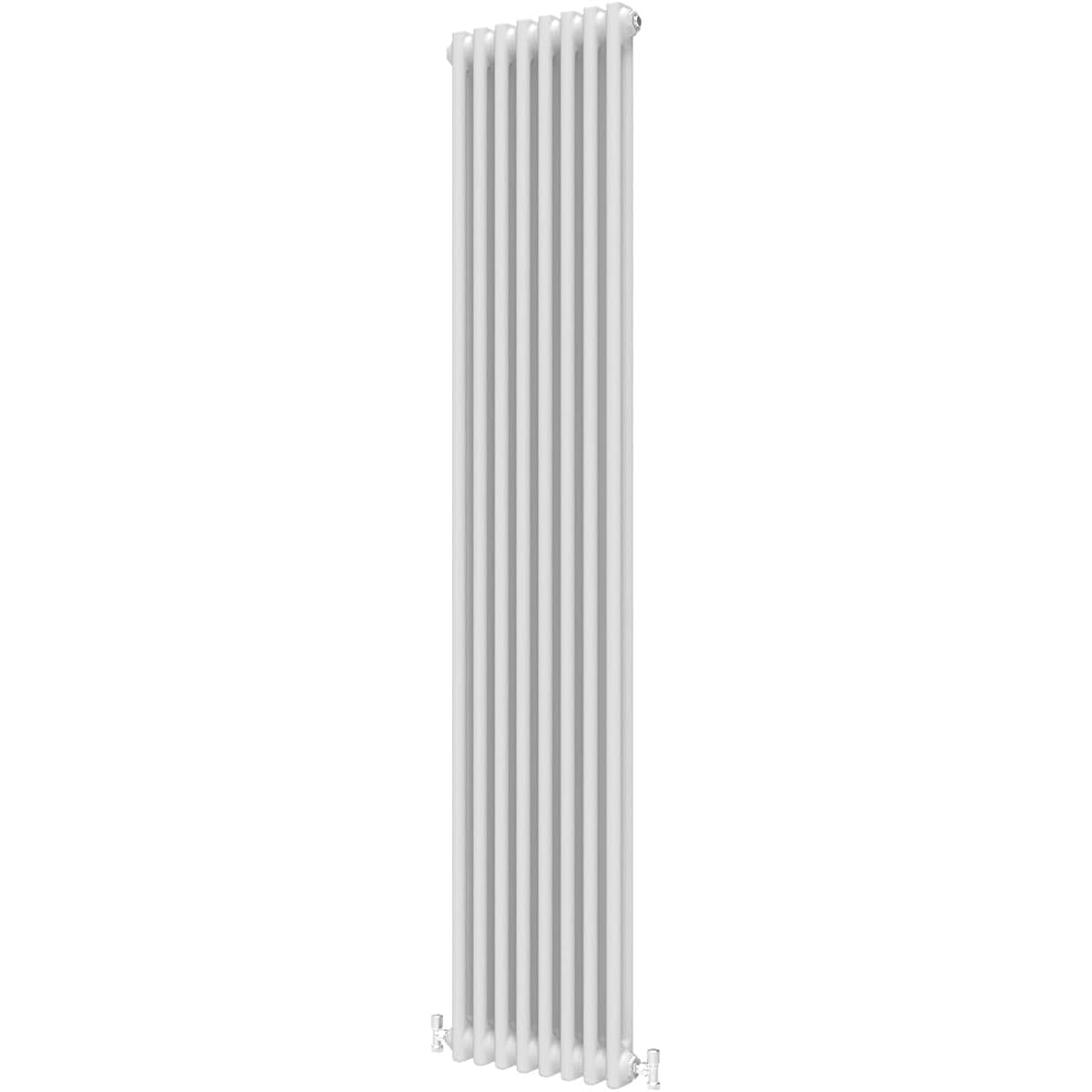 Radbliss White Vertical Traditional 2 Column Radiator 1800X380mm Cast Iron Style Tall Design Rad Central Heating
